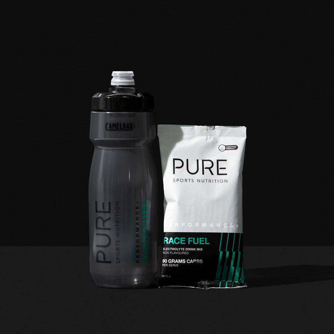 PURE Performance + Race Fuel Sachet and Camelbak Podium Bottle Bundle