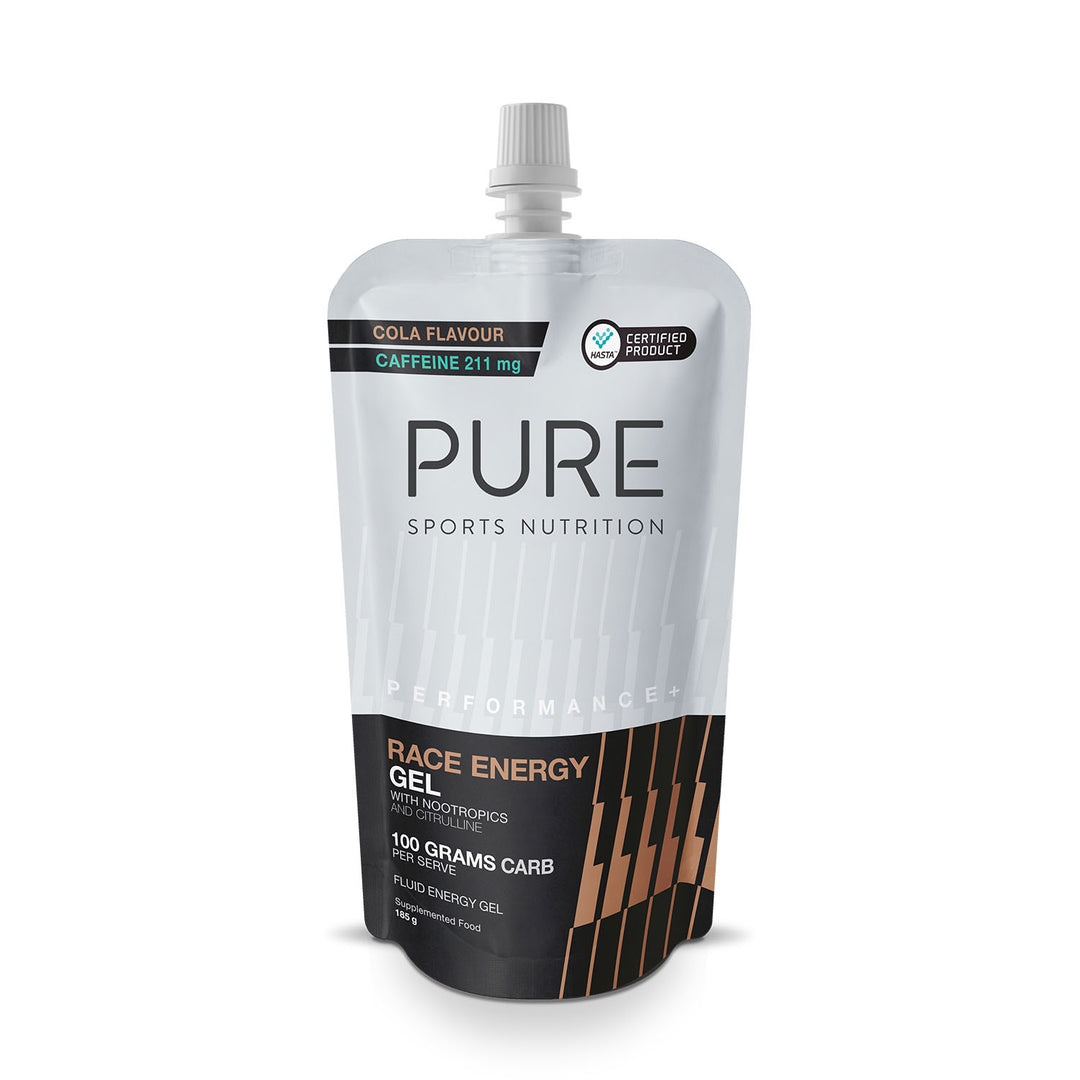PURE Performance + Race Energy Gel 100 g Carb Pouch - Cola + Caffeine