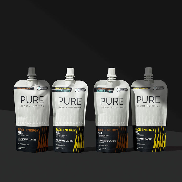 PURE Performance + Race Energy Gel 100 g Carb Pouch - Lemon