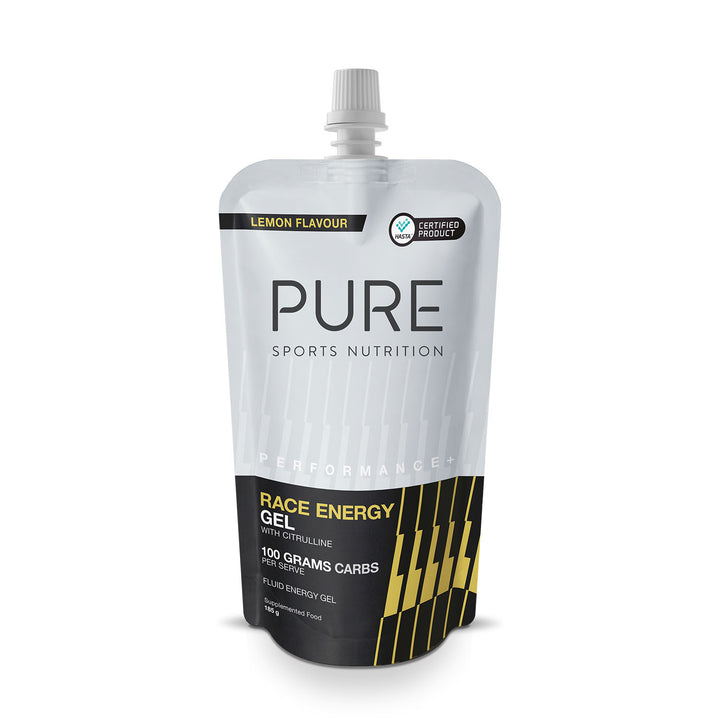 PURE Performance + Race Energy Gel 100 g Carb Pouch - Lemon