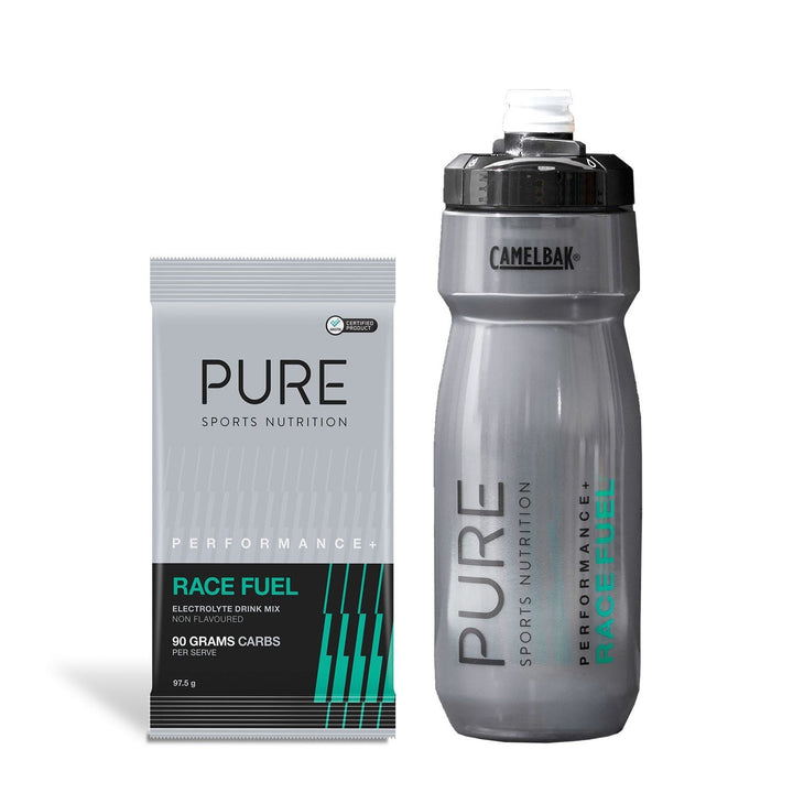 PURE Performance + Race Fuel Sachet and Camelbak Podium Bottle Bundle